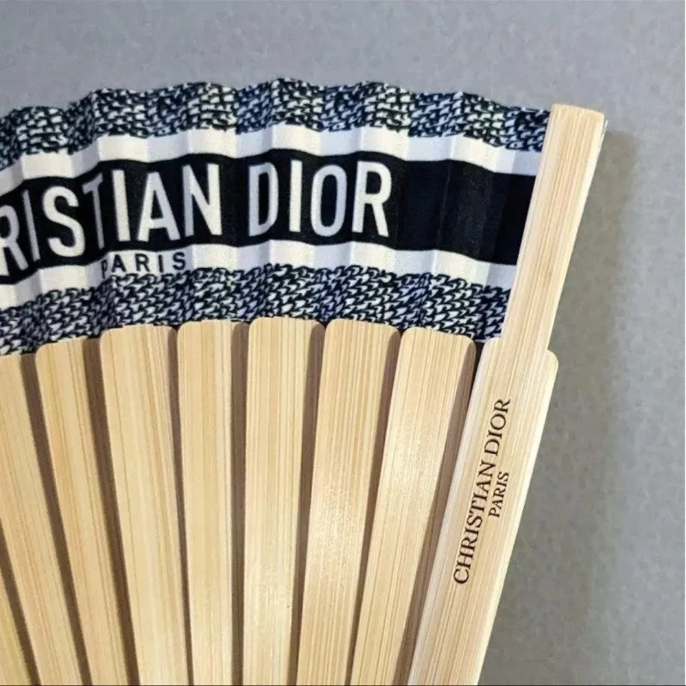 Christian Dior DIORIVIERA Folding Fan Navy Black Sensu Novelty NIP - Picture 2 of 3
